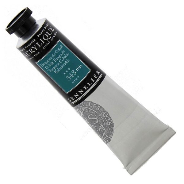 Sennelier Acrylique Acrylic Paint 60ml Tube 343 Cobalt Turqouise Series 6