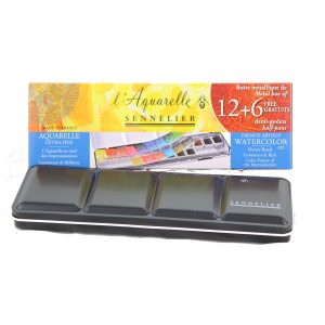 Sennelier watercolour pan set, 12 +6 1/2 pan in palette